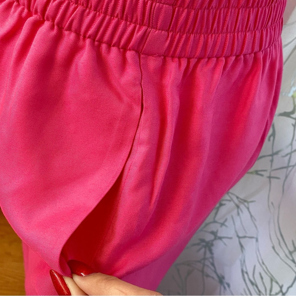 LMND hot hyper pink Elvira elastic waistband wide leg pants - Picture 4 of 10